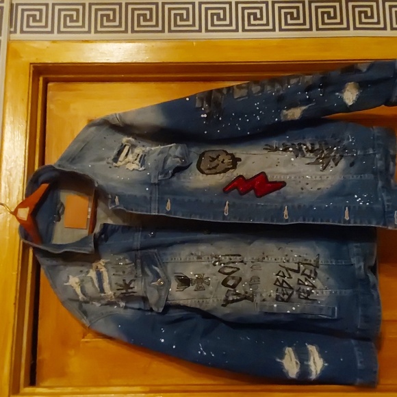 PREOWNED SMOKE RISE DENIM BLING DESIGN JACKET SIZE 3XL.. - Picture 1 of 7
